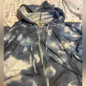 Misia Curvy Blue and White Tie-Dye Zip Hoodie